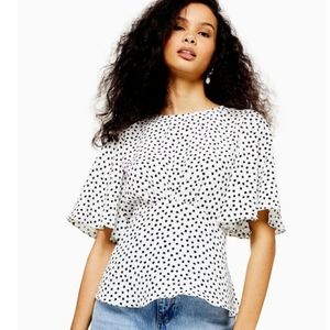 HAZEL HAZE Flowy Short Sleeve Blouse Top white size L